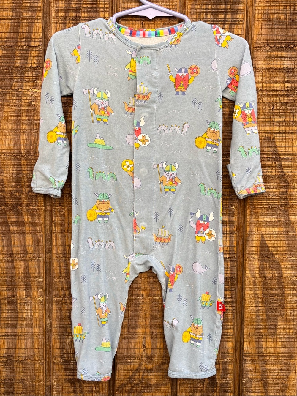 Magnetic Me Viking Print Footless One Piece Pajamas